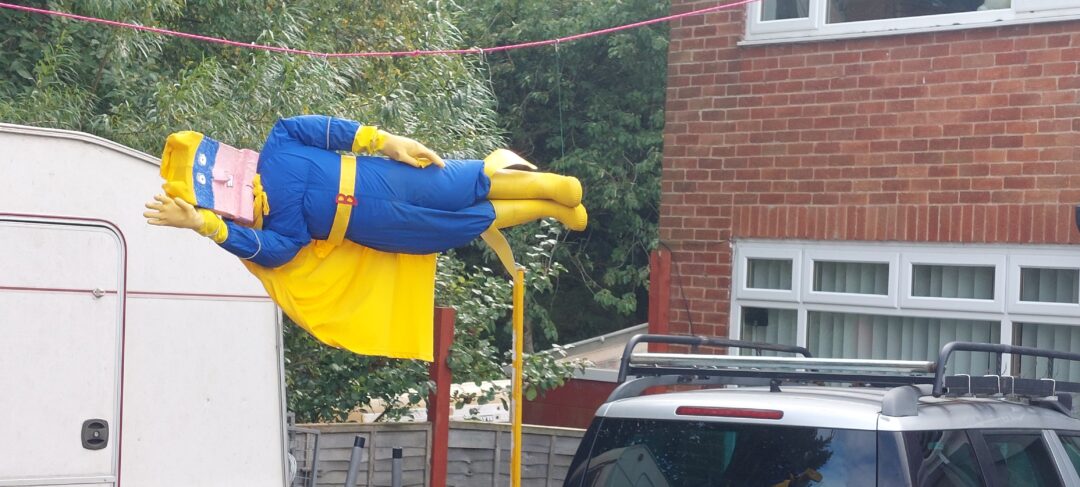 A screcrow dressed as Bananaman